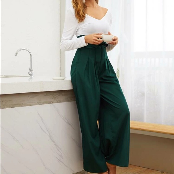 Boho belted high waisted wide leg pants - Picture 13 of 15